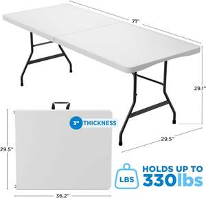 <span class=keywords><strong>Table</strong></span> pliante moderne en plastique blanc, 6 pieds x 30 pouces, imperméable, avec <span class=keywords><strong>coussin</strong></span>, pour salon - Product Image 2