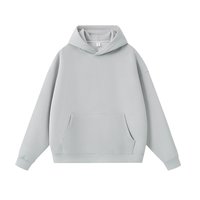 Sans logo ni étiquettes, stock et services OEM/ODM disponibles. Sweat à capuche en coton liquide 400g, uni, avec poche, anti-plis, coupe ample rétro pour homme