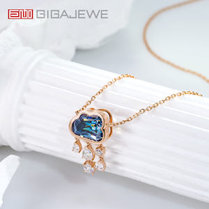 Collana GIGAJEWE in Oro Rosa Massiccio 9K/14K/18K con Moissanite Naturale Blu Taglio Nuvola 9.5*7 MM 3ct, Collana Nuvola di Pioggia, Regalo - Product Image 2