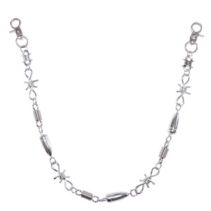 Cadena de cintura de aleación de zinc con diseño de balas y púas de una sola capa, estilo hip hop, accesorio de moda casual - Product Image 5