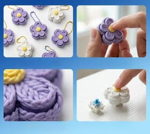 Portachiavi Clicker con Fiore Lavorato a Maglia Stampato in 3D, Giocattolo Antistress Push Pop, Cappuccio Meccanico per Chiavi, Ciondolo Fidget, Charm per Borsa, Regalo - Product Image 4