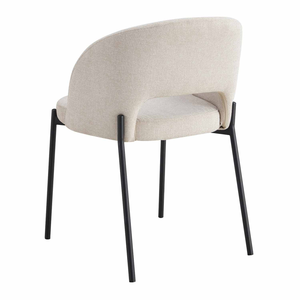 Sedia da Pranzo in Tessuto di Lino dal Design Moderno, Arredamento per la Casa, <span class=keywords><strong>Sedie</strong></span> con Gambe in <span class=keywords><strong>Metallo</strong></span> Nero per Sala da Pranzo - Product Image 2