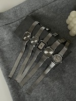 Montre pour femme de haute qualité, style métallique gris vintage, montre à quartz haut de gamme, montre simple pour femme avec bracelet en acier