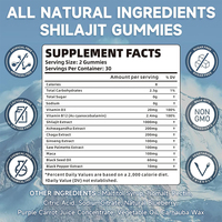 Gummies de Shilajit 1000mg Sans Sucre, Supplément Pur de Shilajit de l'Himalaya pour Hommes et Femmes - Riche en Plus de 85 Oligo-éléments et Acide Fulvique