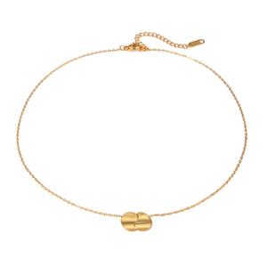 Hypoallergenic Geometric Curve <b>Necklace</b> with Fashionable and Simple Design18k <b>Gold</b> Stainless Steel <b>Pendant</b> for Women - Product Image 1