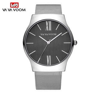 Reloj Minimalista Elegante para Hombre, Ultrafino, Caja Negra, Índices en Oro Rosa, Correa de Malla, Reloj de Pulsera Formal - Product Image 3