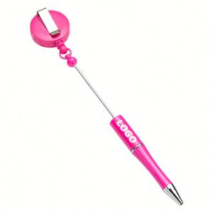 Stylos à perles rétractables personnalisables - Stylos extensibles en plastique à perles DIY pour cadeaux promotionnels - Product Image 1
