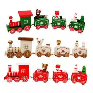 Hiasan Natal kereta api kayu anak, hadiah Natal liburan taman kanak-kanak