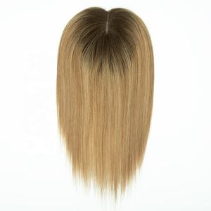 Hand-Tied European Human Hair Topper 6x6 <b>Fishnet</b> Silk Base Clip In Human Hair Loss Solution - Product Image 4