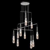 Lustre moderne à 10 lumières linéaires asymétriques en cascade, avec abat-jour en verre, luminaire suspendu pour escalier, plafond haut, hall d'entrée
