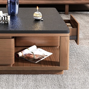 Tavolini da salotto moderni in pietra sinterizzata di lusso con tavolino <span class=keywords><strong>quadrato</strong></span> <span class=keywords><strong>nero</strong></span> - Product Image 4