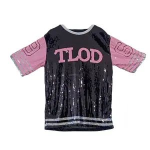 Camiseta personalizada de TLOD de la Hermandad inspirada en rosa con camiseta negra para mujer de la distinción Inc, camiseta de lentejuelas 1964, ropa de fiesta