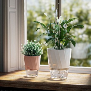 Maceta con Autorriego, Moderna Maceta de Escritorio con Diseño Hidropónico para Plantas Verdes de Interior - Product Image 1
