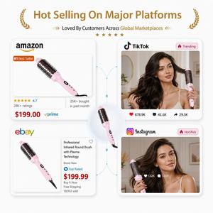 45mm Plasma Hot Comb Professional Fast Heating Dual PTC <b>Hair</b> Curler <b>Brush</b> 450F Infrared Thermal Round <b>Brush</b> Sample Available - Product Image 6