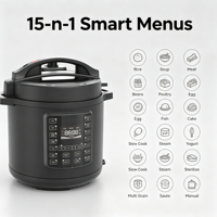 Cuisinière électrique multifonctionnelle 6L 15-en-1 avec tasse doseuse, affichage numérique LED, commande à une touche, cuve intérieure antiadhésive