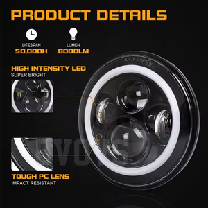 Phare <span class=keywords><strong>LED</strong></span> rond de 7 pouces 12V 6000K pour Wrangler JK, <span class=keywords><strong>projecteur</strong></span> de rechange avec homologation DOT, nouveau <span class=keywords><strong>50W</strong></span> 5000 lumens - Product Image 3
