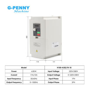 Motore Mandrino G-Penny 3.7KW ER20 D100 220V/380V Raffreddato ad Acqua Tipo Bullet con Inverter H100 4KW, Pompa Acqua, Kit Staffa - Product Image 4