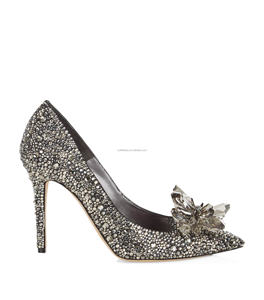 مطرز يدويا جلد طبيعي مثير مصمم صنادل الكريستال خنجر أحذية الزفاف الفضة الكريستال مدبب اصبع القدم مضخات الزفاف - Product Image 2