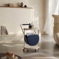 Table d'appoint roulante de luxe italienne, style moderne minimaliste crème pour salon