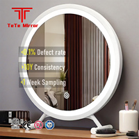 TETE Customized Supplier 30cm <strong>Table</strong> Gold Circle Makeup Mirror <strong>with</strong> <strong>Led</strong> <strong>Light</strong> 3 Colors Smart Touch Control Dimmable Vanity Mirror
