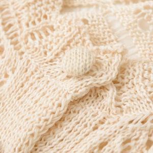 2025 été nouveau femmes Simple mode Jacquard <span class=keywords><strong>maille</strong></span> cou à manches courtes coton tricoté <span class=keywords><strong>Cardigan</strong></span> polyvalent décontracté mince épaisseur - Product Image 3