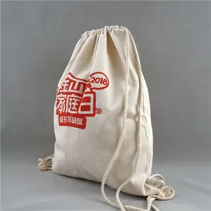 Kalite promosyon pamuk sırt çantası çanta baskılı özel tasarım pamuk ipli sırt çantası çanta özel logo