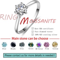 Bague de Fiançailles et Mariage Classique à Six Griffes en Argent Sterling 925, Diamant et Moissanite, Tailles 0,3/0,5/1/2/3 Carats – Vente en Gros