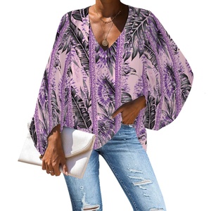 Tunica Estiva da <span class=keywords><strong>Donna</strong></span> con Stampa Tapa Polinesiana, <span class=keywords><strong>Camicia</strong></span> a Maniche Lunghe Plus Size, Blusa Floreale Ampia e Fluida per <span class=keywords><strong>Donna</strong></span> alla Moda - Product Image 5