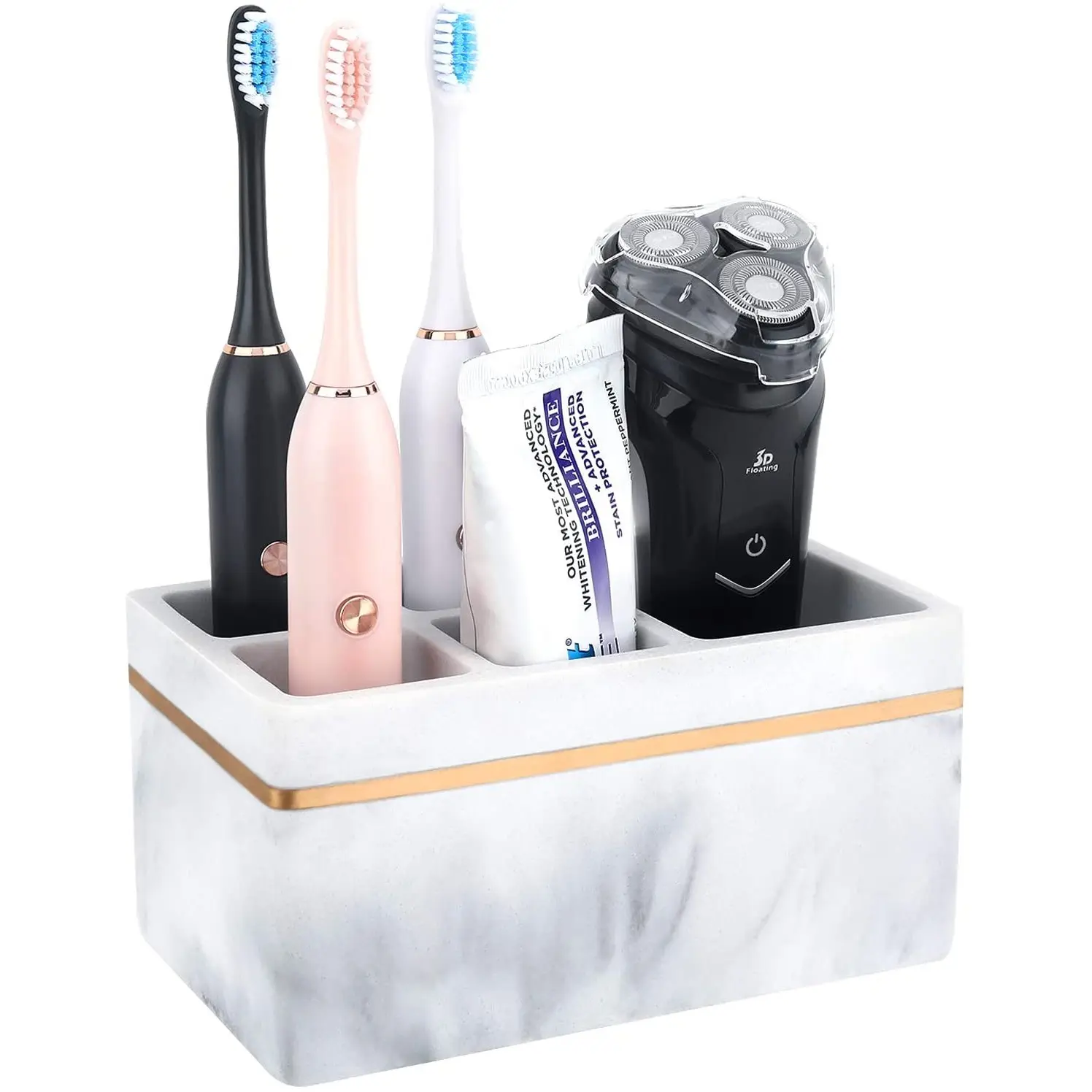 カスタム5スロット衛生的な電動歯ブラシホルダー収納スタンドオーガナイザーバスルーム歯磨き粉かみそり樹脂歯ブラシホルダー