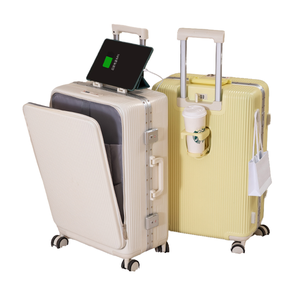 Bagage <span class=keywords><strong>de</strong></span> voyage à cadre en aluminium grande capacité 24 pouces unisexe Valise à roulettes porte-gobelet <span class=keywords><strong>de</strong></span> luxe en PC - Product Image 2