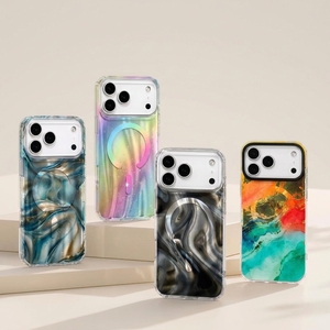Custodia per telefono IMD Rainbow Gradient Laser trasparente per <span class=keywords><strong>iPhone</strong></span> 18 17 16 15 14 Pro Max, magnetica, anti-ingiallimento, colorata - Product Image 1