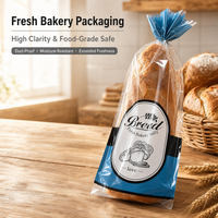 Sacs à pain plats transparents en LDPE de qualité alimentaire avec logo personnalisé imprimé en gravure, thermoscellables, à soufflet inférieur, pour emballage de boulangerie