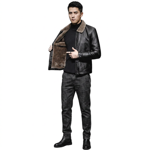 Hot Trending Design Premium Coated Breathable Leather Jacket Stand Collar Hooded Vintage Front Logo Warm Windproof Thick Men - Product Image 1