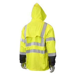 Hot Sale Polyester Outdoor Work Custom Men Security Hi Vis <strong>Yellow</strong> Reflective Safety High Visibility <strong>Waterproof</strong> Rain <strong>Jacket</strong> - Product Image 4