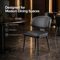 Chaise de salle à manger ergonomique moderne, siège rembourré marron avec structure en métal noir pour hôtel et restaurant