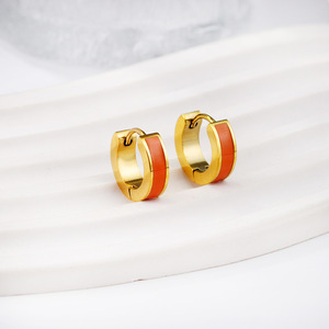 Huggie <b>Earrings</b> Zinc Alloy Geometric Round Women's Fashion <b>Earrings</b> Colorful Simple Design 10mm Diameter - Product Image 4