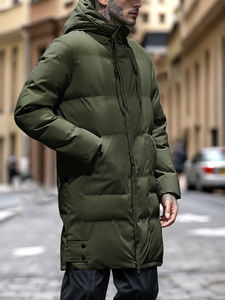 Giacca Taglia XL Antivento da Uomo Cappotto Invernale per Allenamento di Calcio Caldo <span class=keywords><strong>Piumino</strong></span> Capospalla di Media Lunghezza Giacca a Vento Lunga da Uomo - Product Image 2