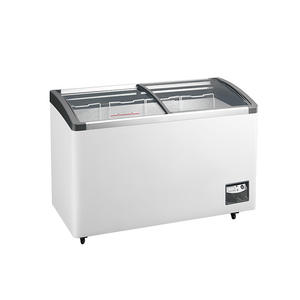 Congelador profundo curvado comercial para almacenamiento de helados, refrigerador pequeño con puerta de vidrio - Product Image 1