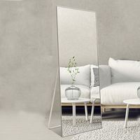 Nouveau miroir sur pied rectangulaire noir long en alliage d'aluminium décoratif traditionnel pour salon, avec éclairage LED, idéal pour un anniversaire