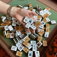 Набор для маджонга Oh My Premium: складной, портативный, 160 плиток, четырехслойный акрил с текстурой дерева, узор с животными, экологичный, роскошная игра