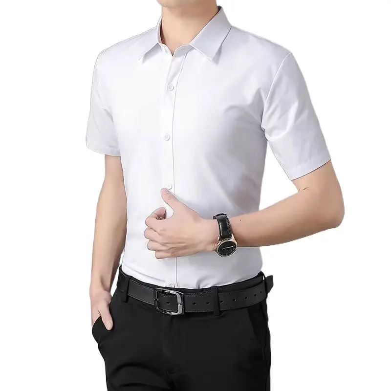 売れ筋不織布フォーマルメンズシャツTシャツクイックドライアンチリンクルプラスサイズ無地半袖シャツ