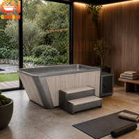 Baignoire en bois pour bain froid avec système de refroidissement, bain de glace en acier inoxydable pour le bien-être à domicile