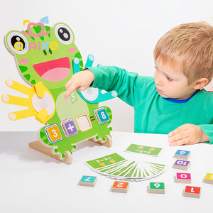 Horloge en bois Montessori pour enfants, jeu de comptage des doigts en forme de <span class=keywords><strong>grenouille</strong></span>, jeu de société mathématique, aides pédagogiques éducatives, jouets cadeaux pour l'apprentissage des enfants - Product Image 5