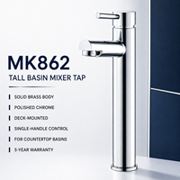 Robinet de lavabo sur colonne traditionnel en laiton massif chromé poli, monocommande, garantie 5 ans pour salle de bain