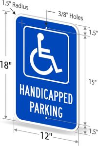 <span class=keywords><strong>Señal</strong></span> de Estacionamiento para <span class=keywords><strong>Discapacitados</strong></span>, 30.48 x 45.72 cm, Aluminio Reflectante de Grado Industrial 3M, Orificios Preperforados, Señales de Tráfico Reflectantes - Product Image 2