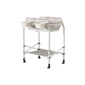 2合1婴儿护理桌多功能便携式可折叠婴儿换衣桌，带晾衣架