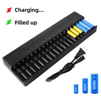 Chargeur de batterie au lithium intelligent multifonction AA/AAA avec compartiment de charge à 20 emplacements pour appareil photo et microphone