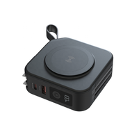 Power Bank Nirkabel Magnetik 5 in 1 PD 20W dengan Kabel Terintegrasi, Pengisian Cepat, Charger Portabel