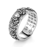 Bague Vintage Argent Attirant Bravo pour Hommes Bijoux de Mode Lucky Six Caractère True Words Bague PIXIU