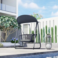Nouvelle Arrivée Chaise Suspendue Moderne en Métal, Fauteuil Balançoire Œuf avec Auvent et LED, Mobilier d'Extérieur pour Balcon et Piscine